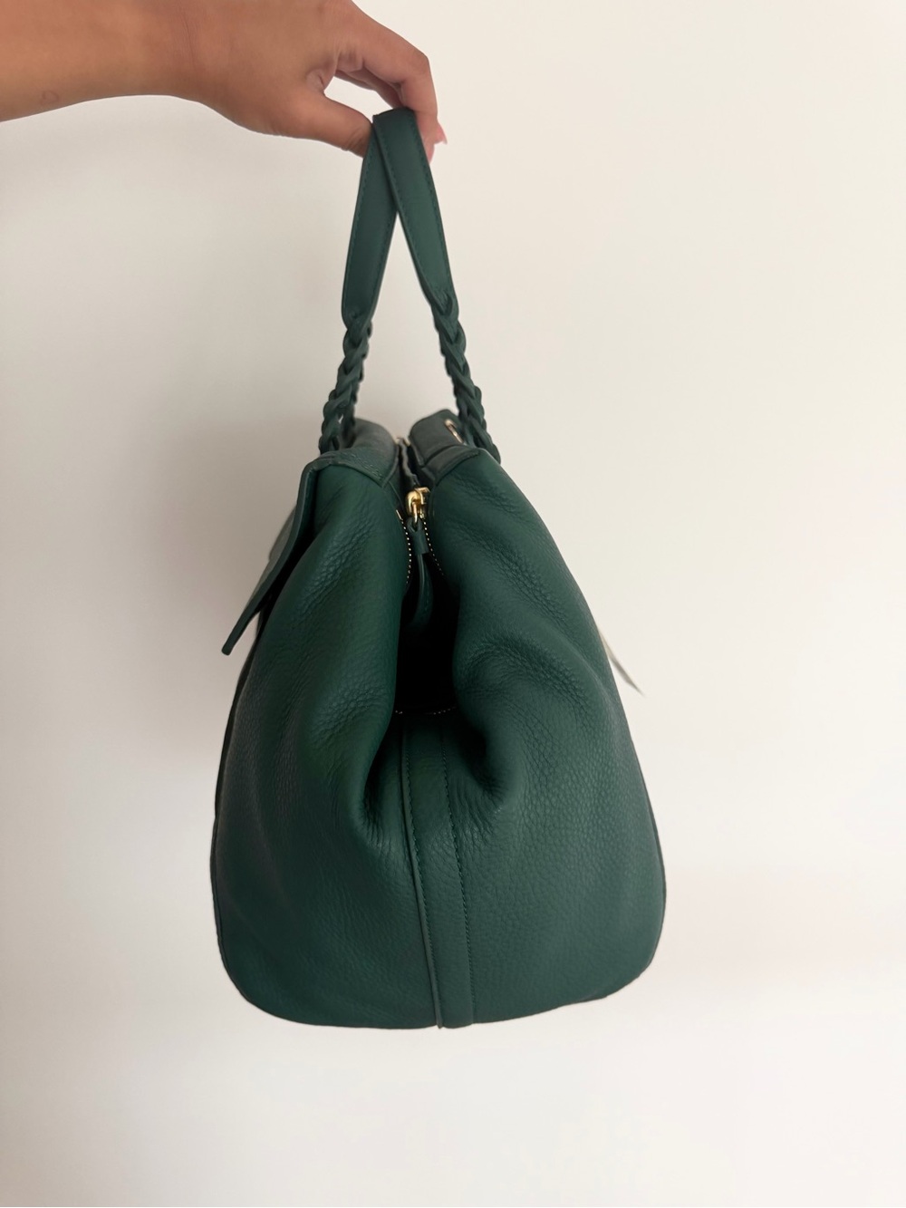 Tory Burch Green Half Moon Leather Satchel Large Bag Brand New NWT - Picture 3 of 13